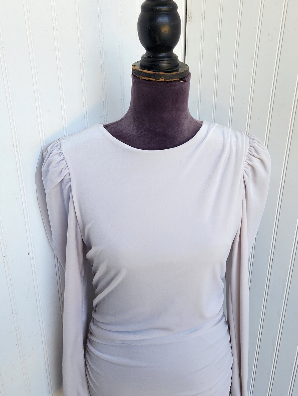 EXPRESS Womens Velvet Ruched Side Asymmetrical Midi Dress S Grey $98 - Picture 12 of 16